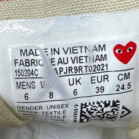 COPY - Converse x Comme des Garçons PLAY Chuck 70 women’s 8 / Mens 6 - Picture 8 of 9